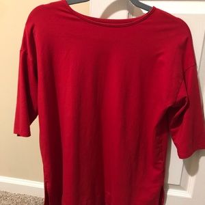 J Jill Luxe Supima ballet sleeve tunic red small pet SP elbow sleeve Christmas